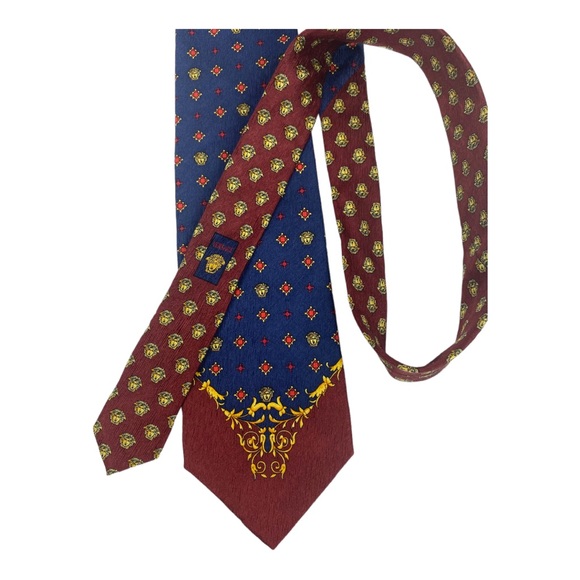 Rare Mens Gianni Versace Medusa Print Royal Blue & Red Designer Luxury Neck Tie - Picture 14 of 14